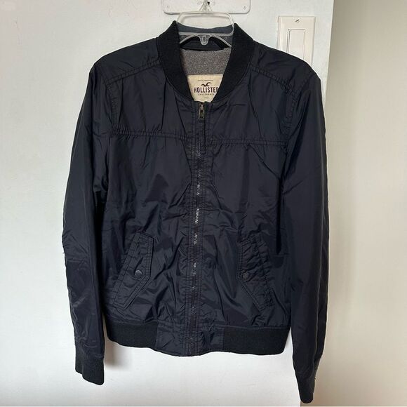 Bundle 2 Mens Small Bomber Fleece Lined Jacket with Hoodie Zip Up - Navy Grey - Picture 2 of 9